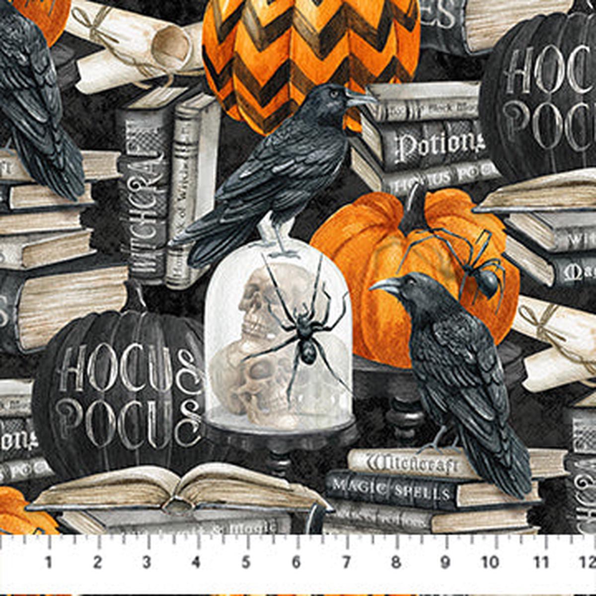 Spellbound Halloween Feature Black Multi Deborah Edwards Northcott Cotton Fabric NC-28136-99