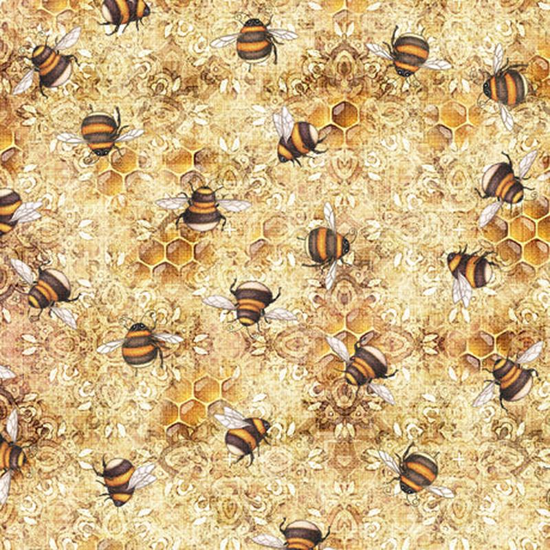 Sweet as Honey Bee Toss Beige Dan Morris Quilting Treasures Fabrics Cotton Fabric 1/2