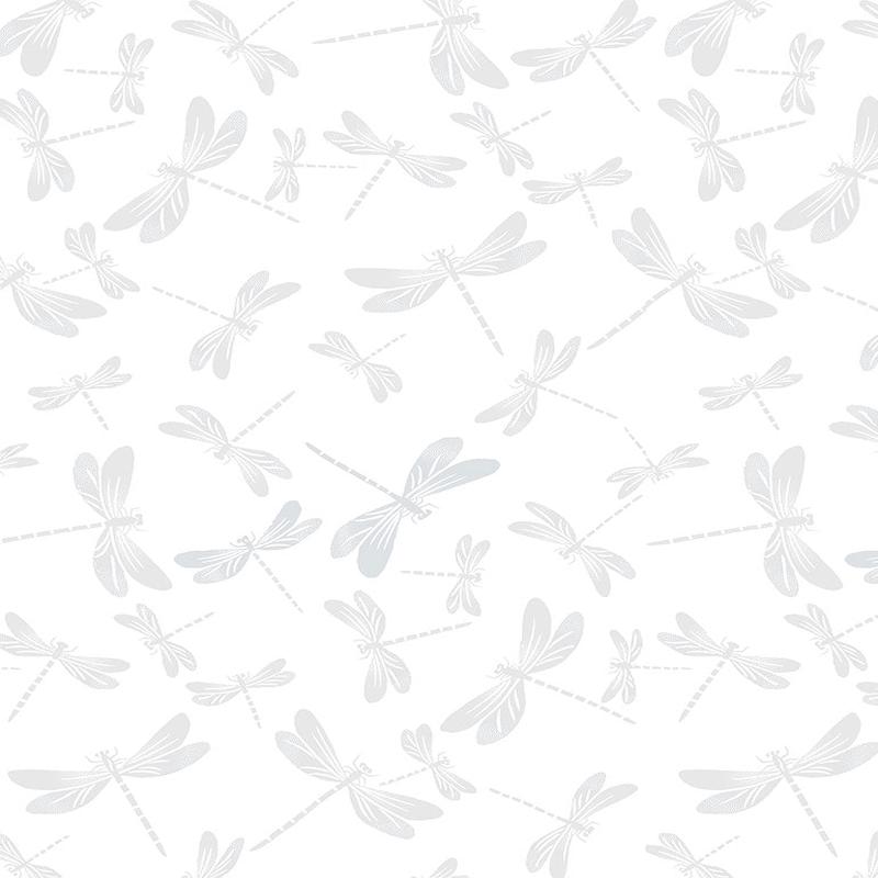 Basics Whiteout Dragonflies White Timeless Treasures Cotton Fabric TT-HUE-C7717-WHITE 1