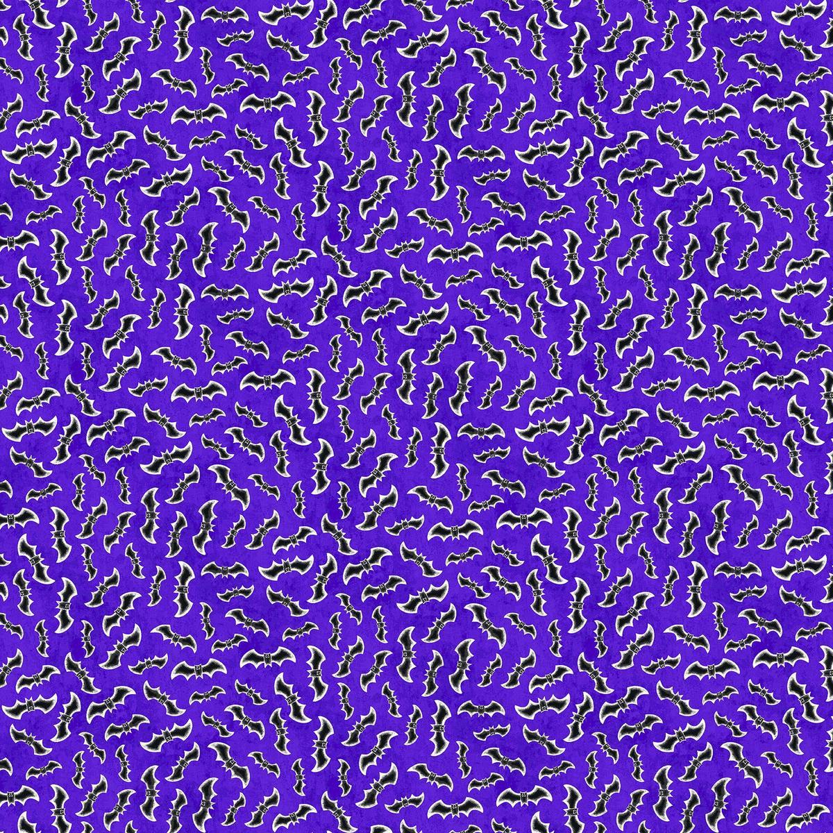 Spooky Friends Tossed Bat Purple Sharla Fults Studio E Cotton Fabric SE-7057G-59