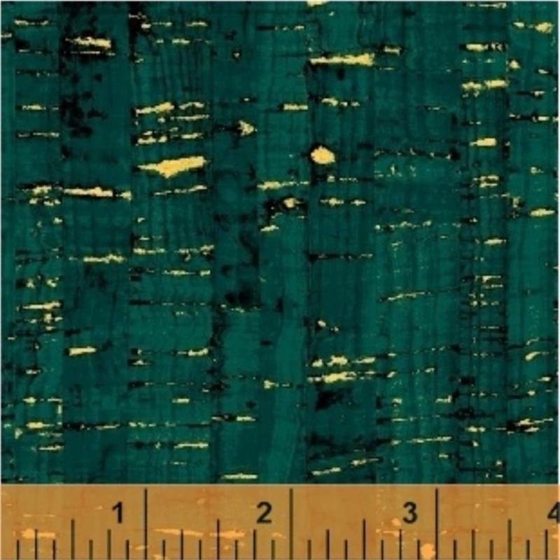 Uncorked Blue Spruce Seaweed Green Metallic Thread Windham Cotton Fabric WF-50107M-34 1/2