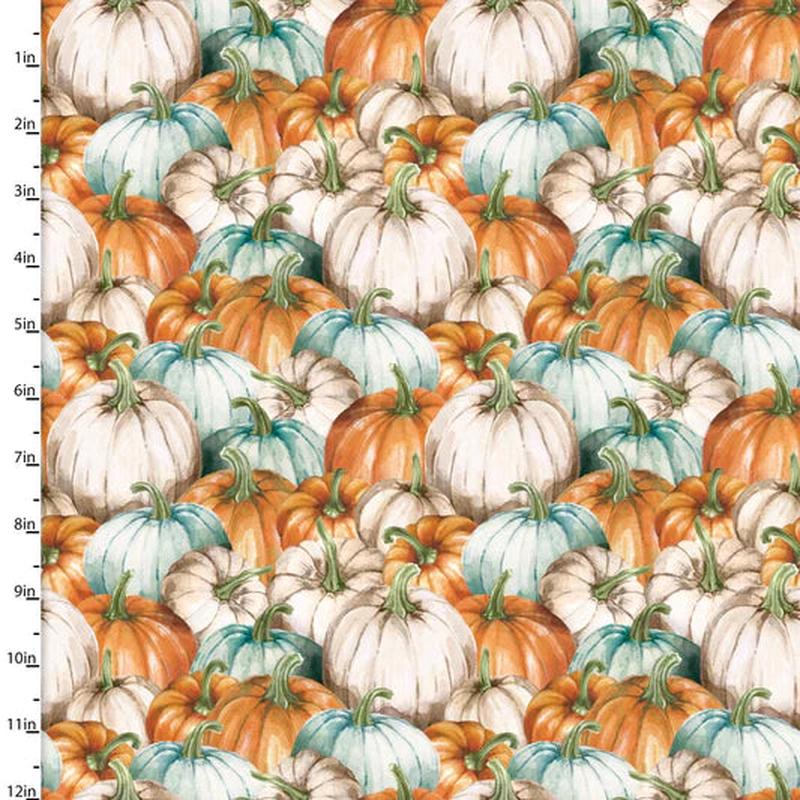 Autumn Days Packed Pumpkins Multi 3 Wishes Cotton Fabric 3W-23664-MLT