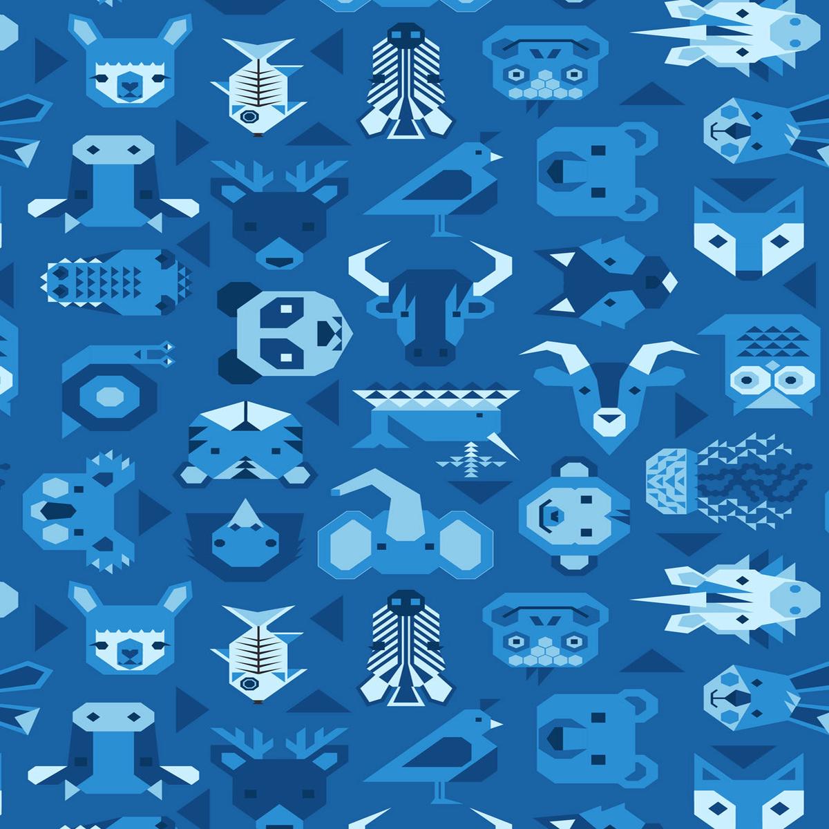 Animal Alphabet Animals Bright Blue Lewis & Irene Cotton Fabric LI-A970C