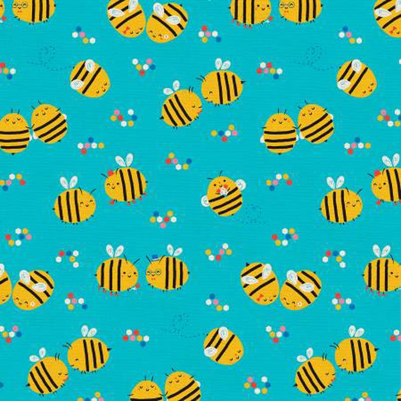 Bee Mine Love Bee Yellow Teal Liz Mytinger Paintbrush Studio Cotton Fabric