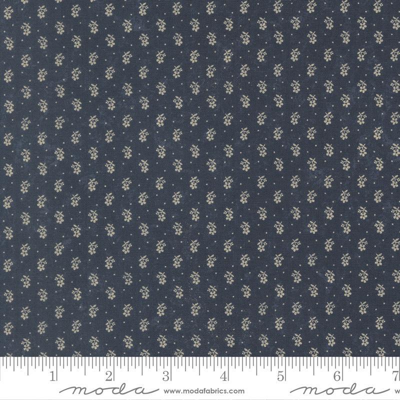 Bluebirds Nest Tiny Buds Small Floral Blue Kansas Troubles Quilters Moda Cotton Fabric MD-9805-14