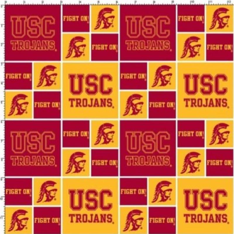 University of Southern California Trojans NCAA USC Box Design Sykel Cotton Fabric USC-020