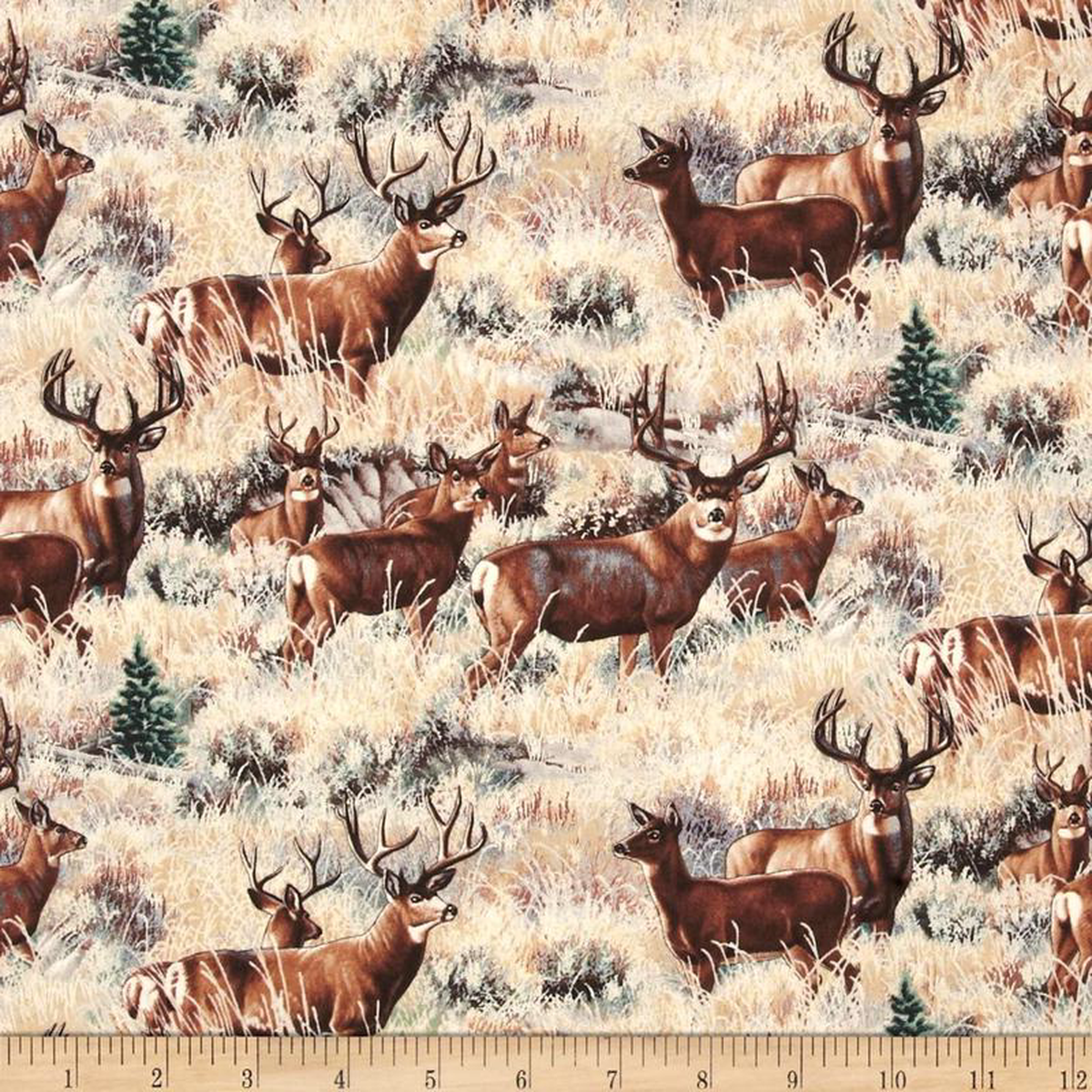 A Wild Life Mule Deer Gold Elizabeth8217s Studio Cotton Fabric