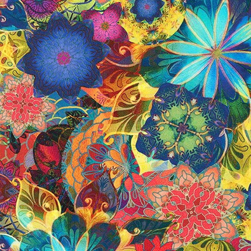 Venice Packed Floral Multi Christiane Marques Robert Kaufman Cotton Fabric 1/2