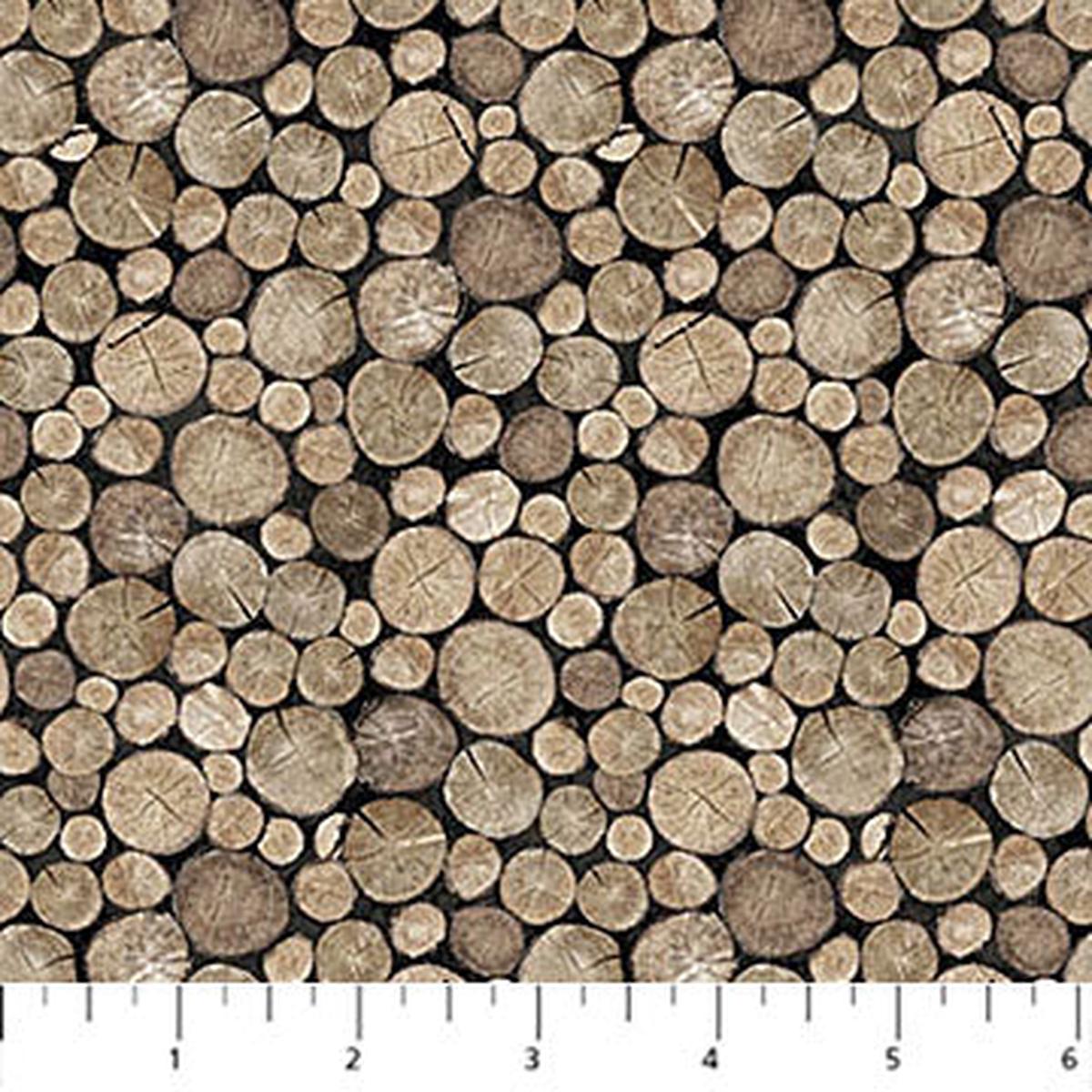 Winter Woodland Crossgrain Logs Brown Deborah Edwards Northcott Cotton Fabric NC-28872-14
