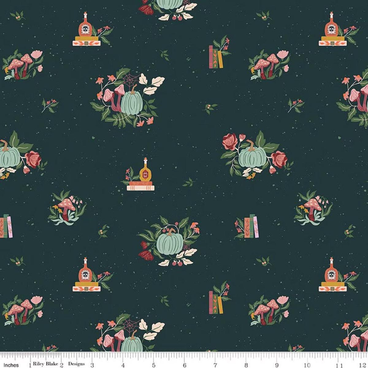 The Apothecary Botanicals Deep Teal Amber Elliot Riley Blake Designs Cotton Fabric RB-C17551-DEEPTEAL