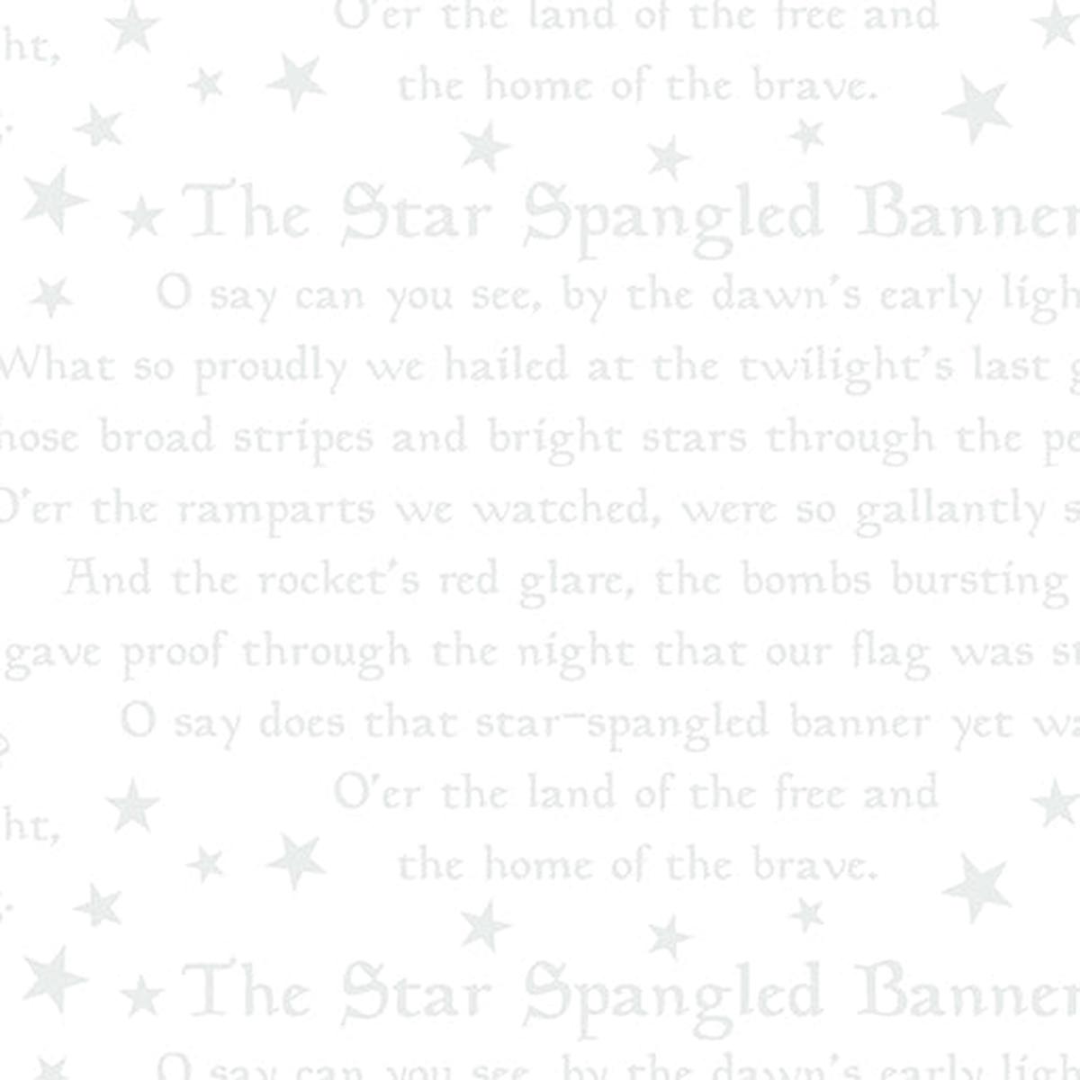 Star Spangled Whites Banner Text White on White Blender Kanvas Studio Benartex Cotton Fabric BE-15357-09
