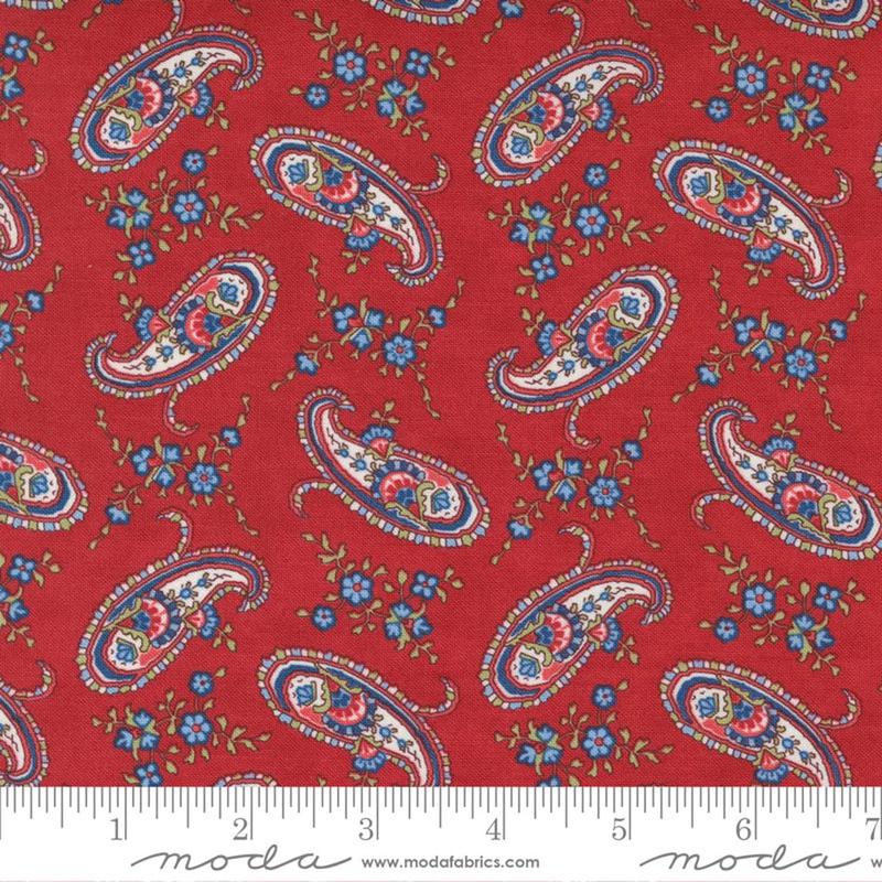 Belle Isle Farmhouse Paisley Floral Red Minick & Simpson Moda Fabrics Cotton Fabric 1/2