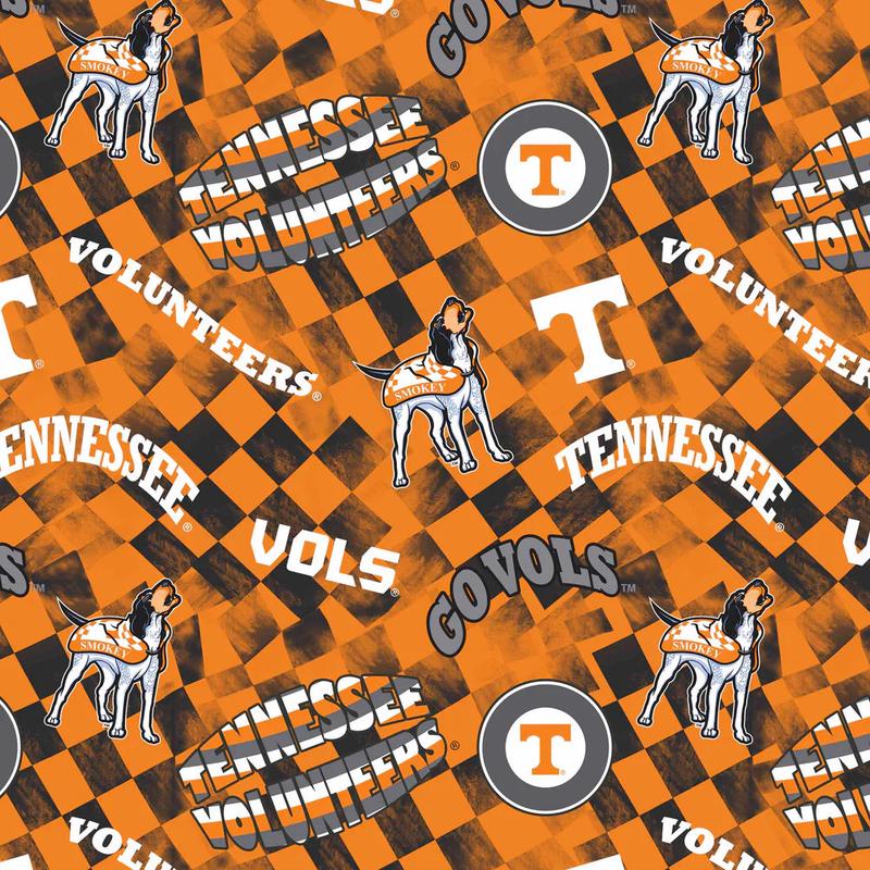 Tennessee University Vols (Volunteers) NCAA College Check Allover Sykel Cotton Fabric SYK-TEN-1370 1