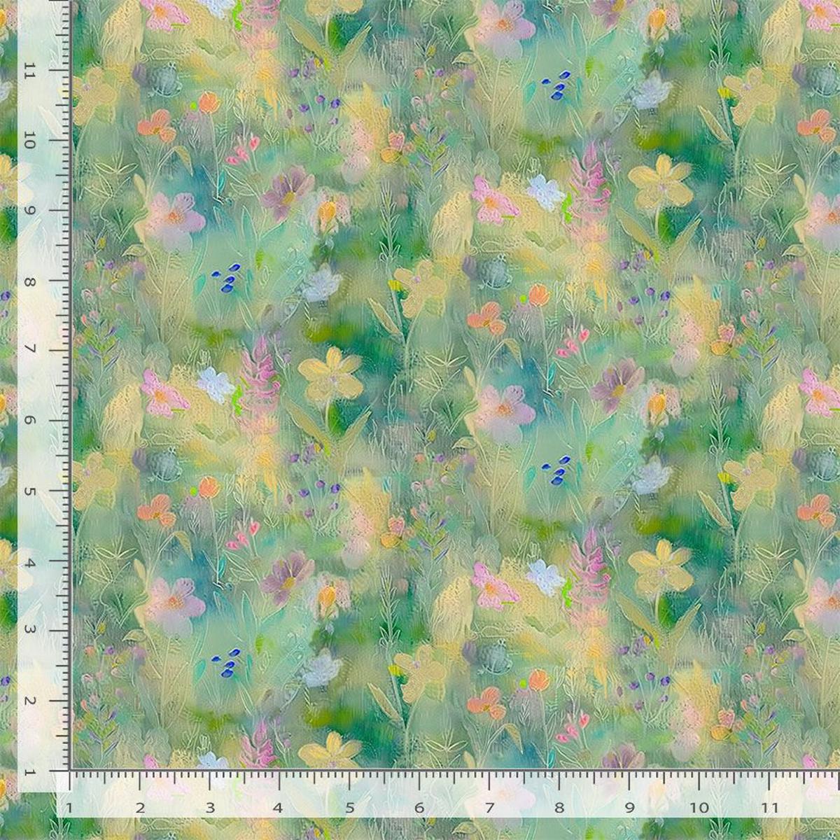 Wild Beauty Wildflower Field Green Timeless Treasures Cotton Fabric TT-PLUME-CD3966-GREEN