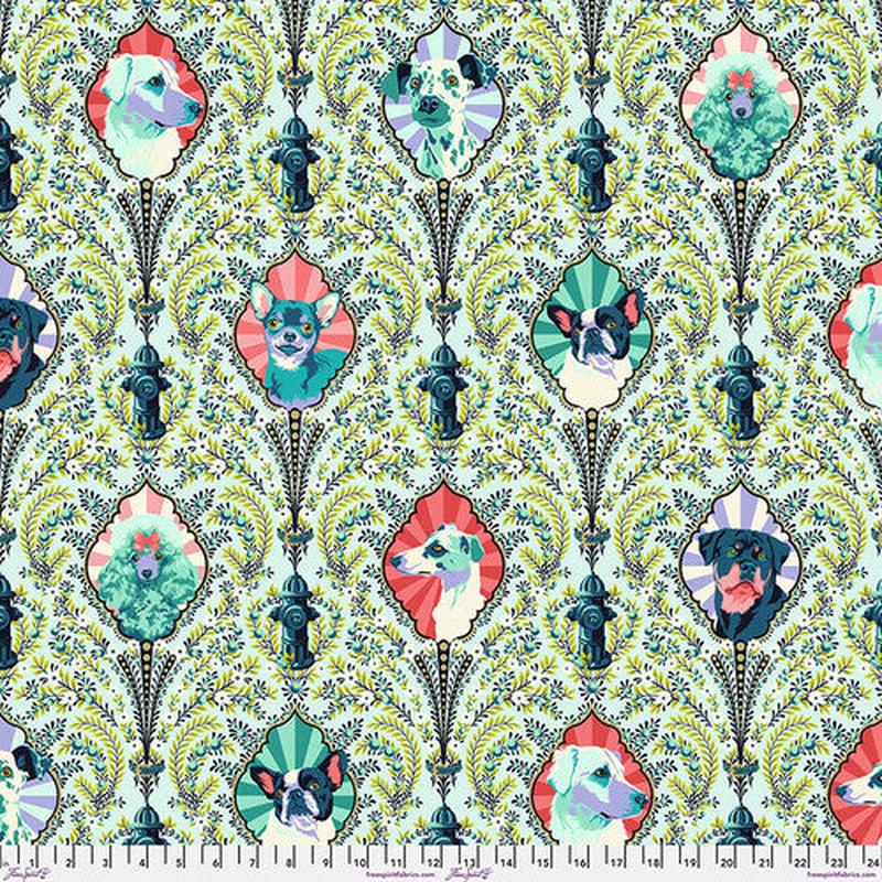 Besties Puppy Dog Eyes Bluebell Green Tula Pink Free Spirit Cotton Fabric FS-PWTP213.BLUEBELL 1/2