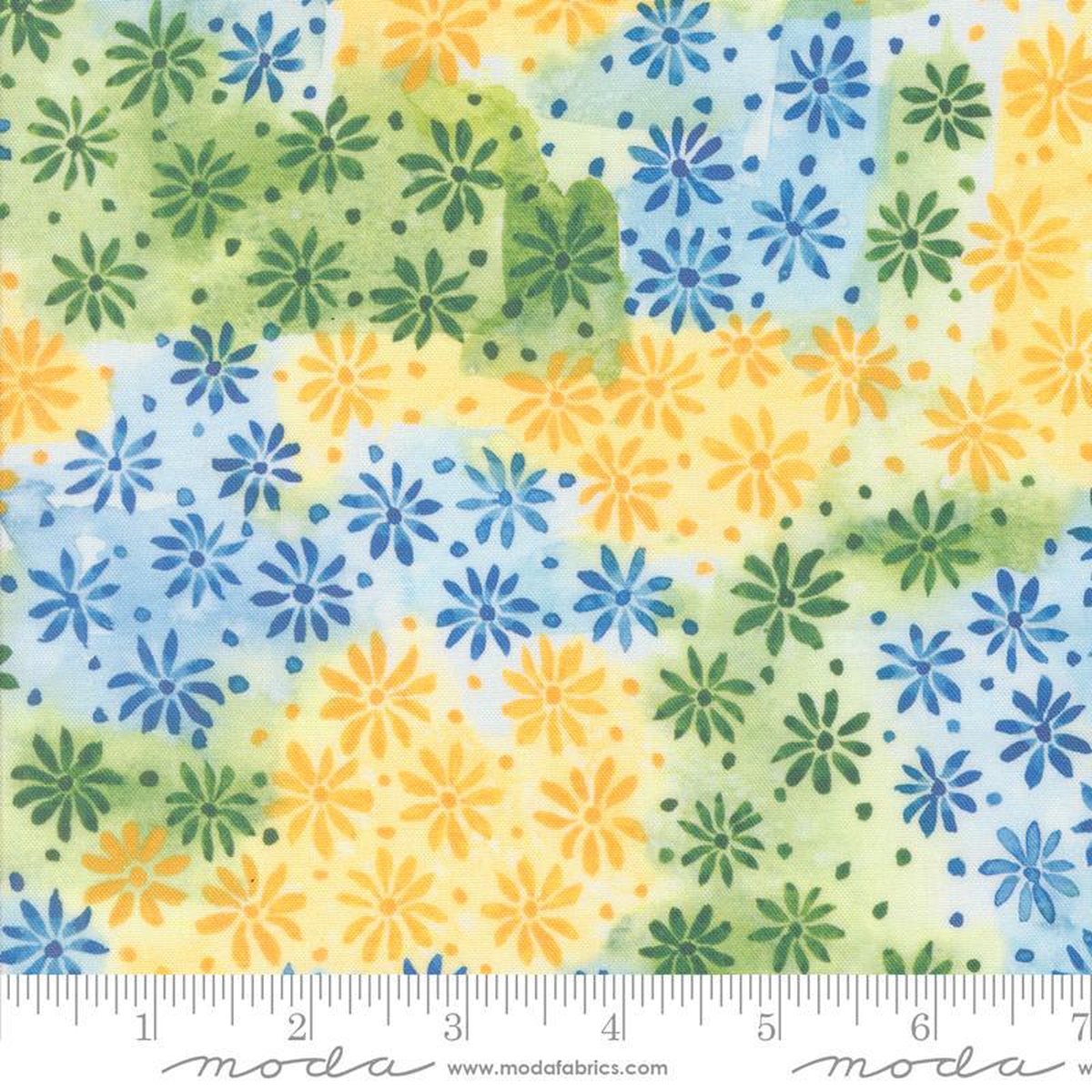 Sunshine 038 Blue Skies Gathered Small Floral Watercolor Multi Create Joy Project Moda Cotton Fabric