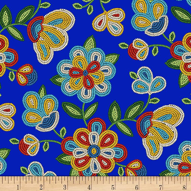 Tucson Beaded Strawberry Royal Blue Elizabeth's Studio Cotton Fabric 1