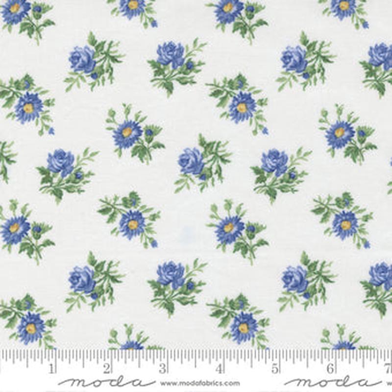 Summer Breeze Tossed Bouquets Small Floral White Moda Cotton Fabric 1
