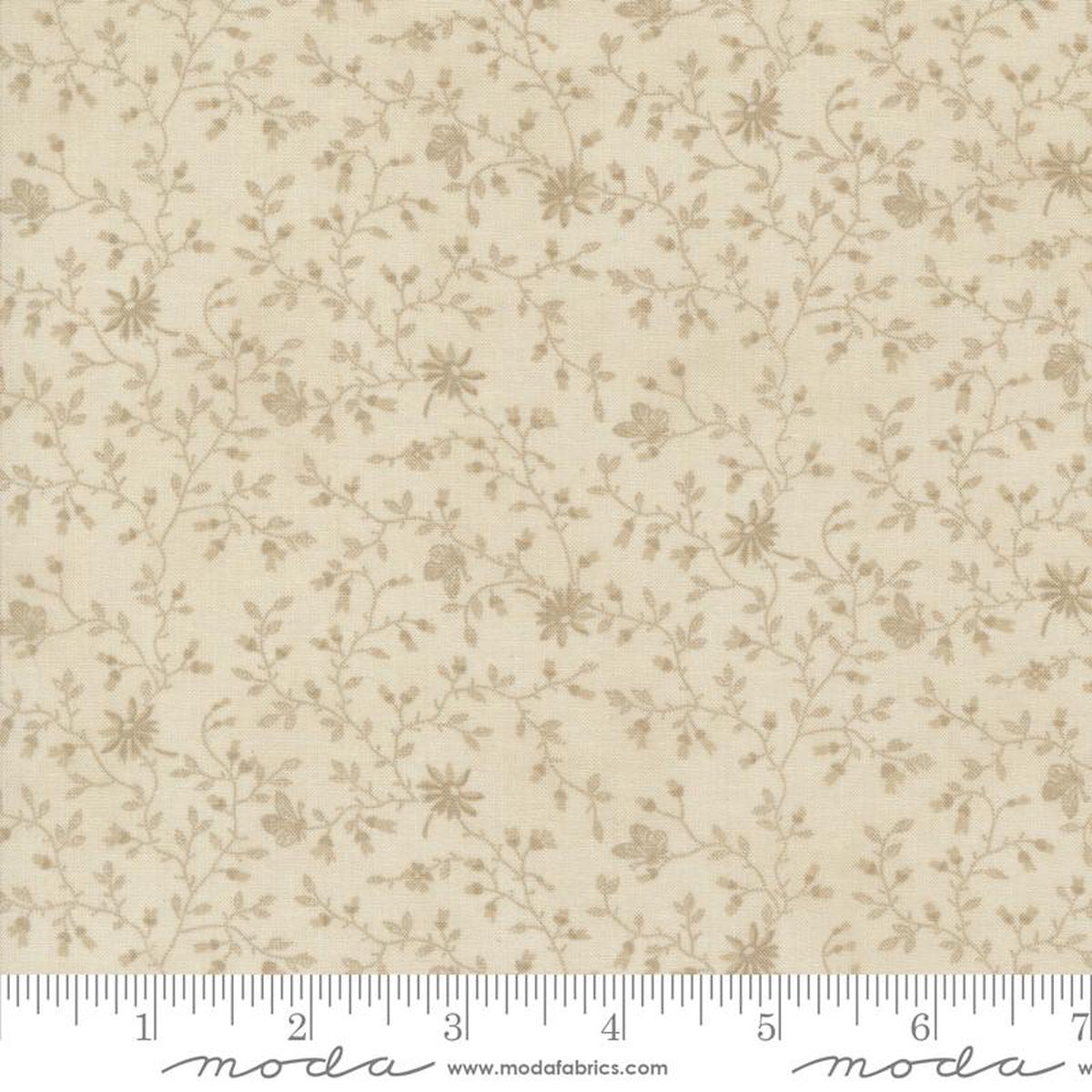 3 Sisters Favorites Vintage Linens Papillion Bramble Small Floral Leaf Vine Taupe Tan 3 Sisters Moda 1