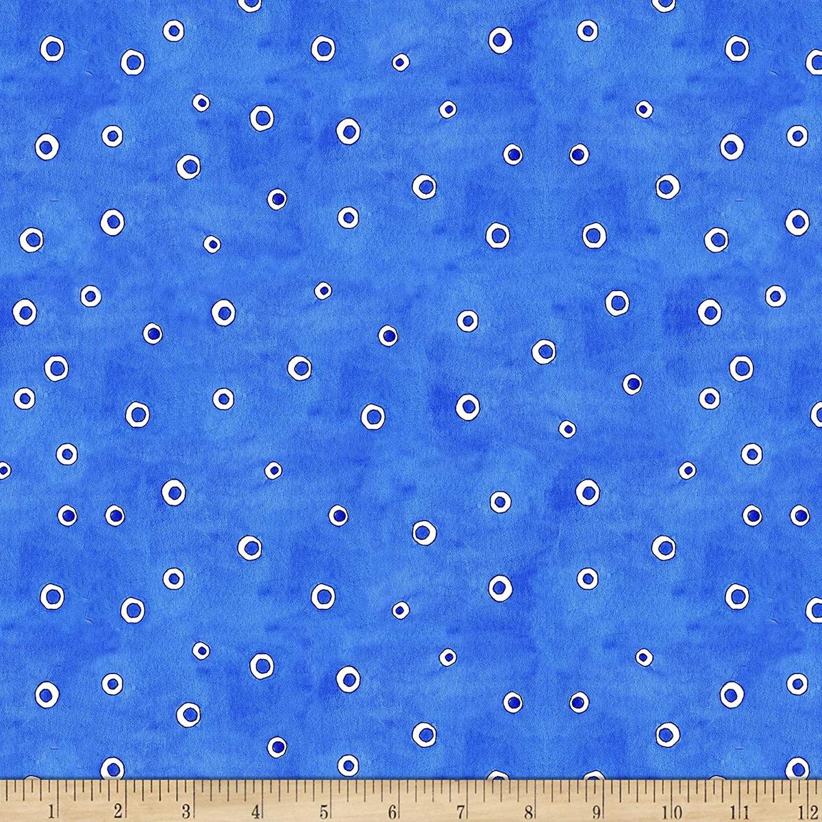Alphabet Soup Circles Blue Quilting Treasures Cotton Fabric 1