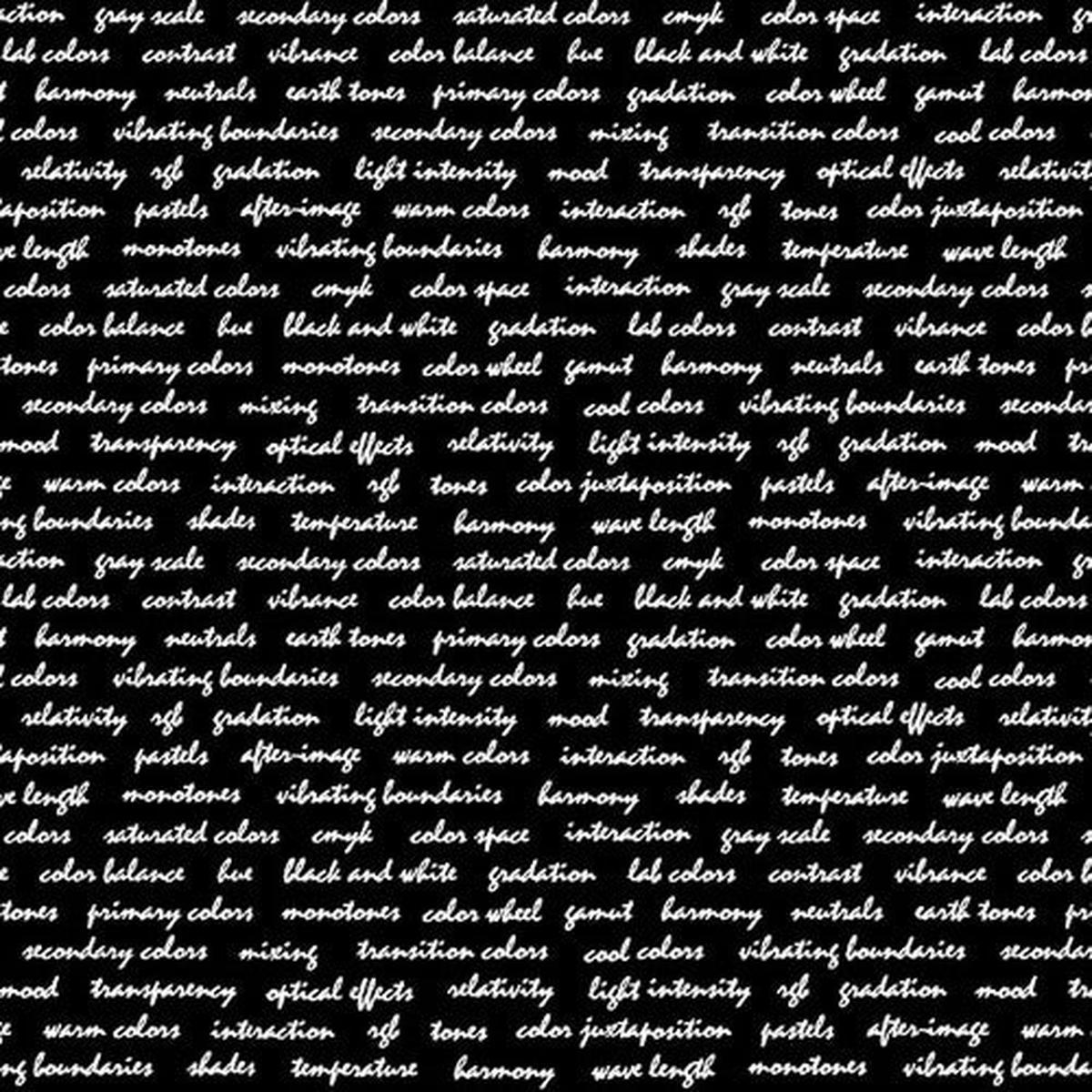The Language of Color Script Black Off-White Chelsea DesignWorks Studio E Cotton Fabric 1/2