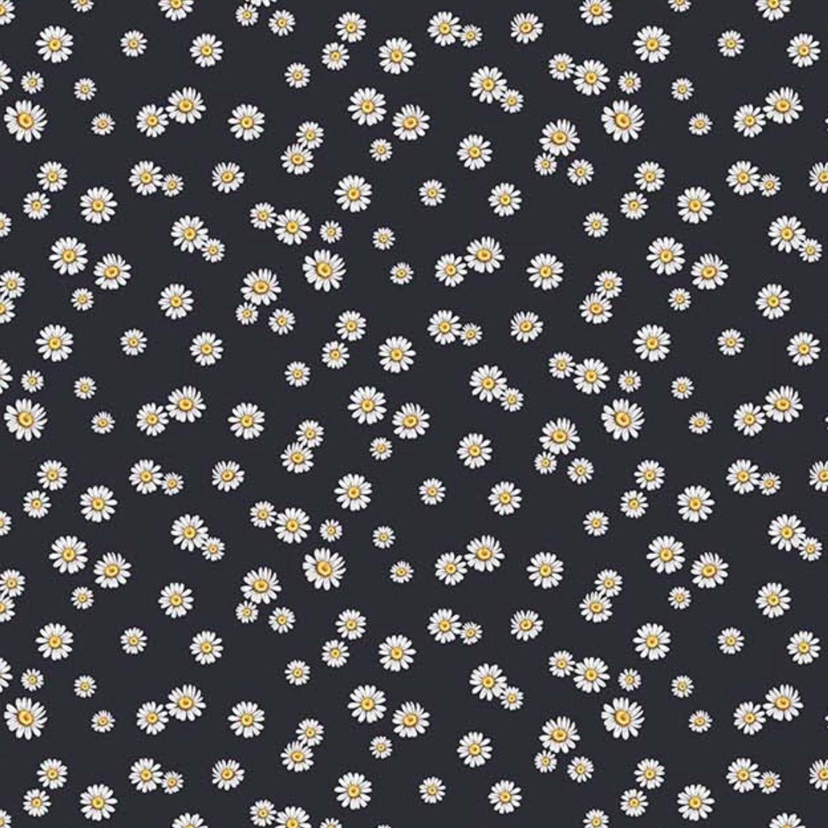 Beecroft Daisies Charcoal Black Deborah Edwards Northcott Cotton Fabric NC-26678-97