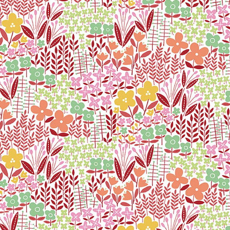 Blooming Color Meadow Allover Floral Pink Multi Wolff Paper Benartex Cotton Fabric 1