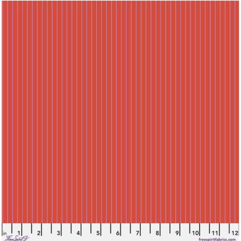 Tiny Stripes Wildfire Red Tula Pink Free Spirit Cotton Fabric 1