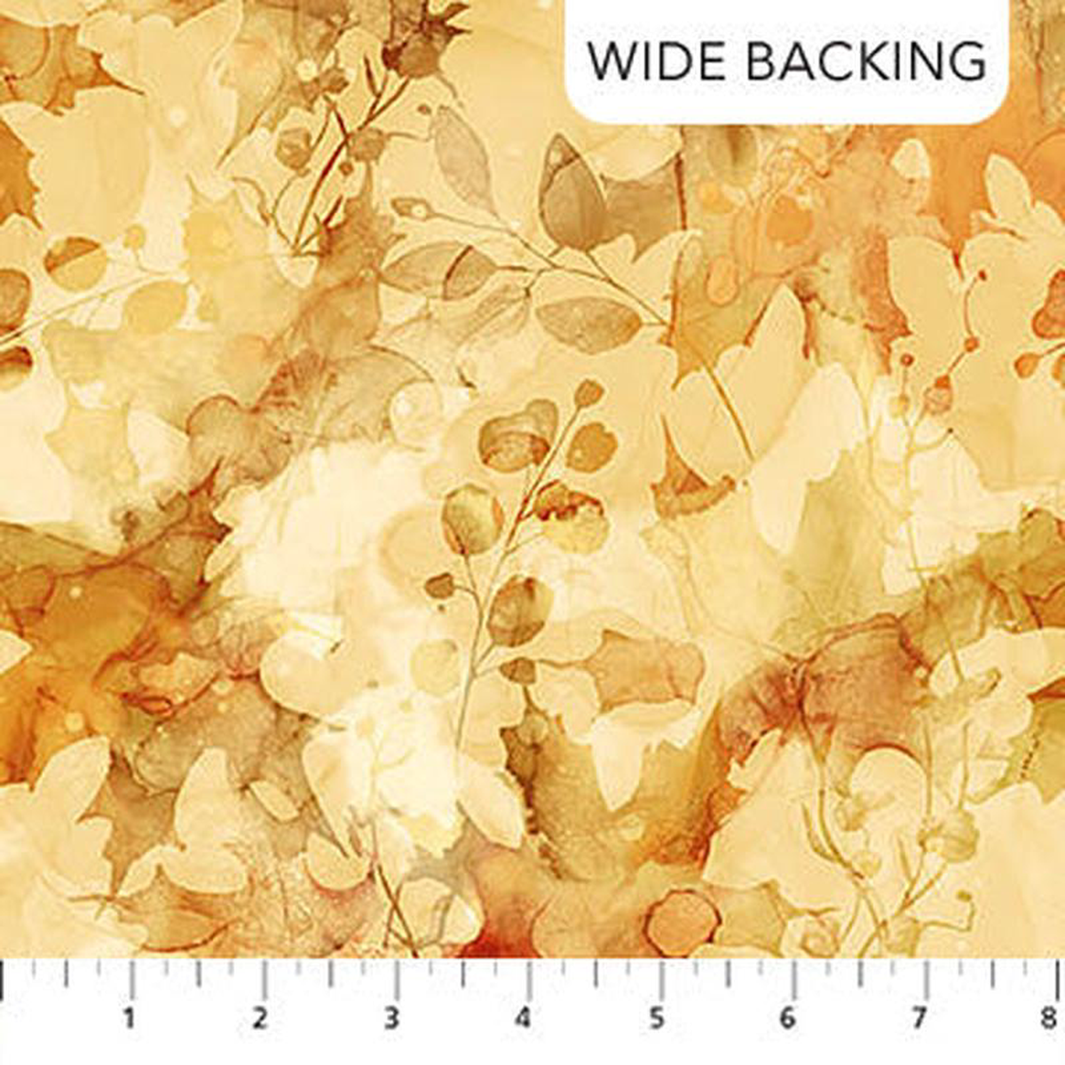 Autumn Breeze 1088221 Wide back Leaf Ochre Deborah Edwards and Melanie Samra Northcott Cotton Fabric NC-B28058-52