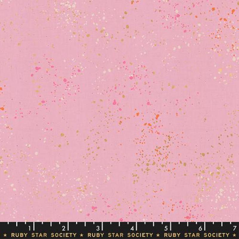 Speckled Metallic Peony Pink Ruby Star Society Moda Cotton Fabric MD RS5027-67M 1/2