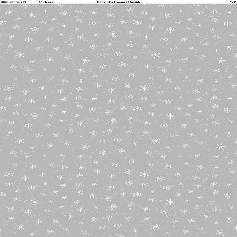 Baby It's Gnomes Outside Snow Allover Gray Susan Winget Wilmington Prints Cotton Fabric
