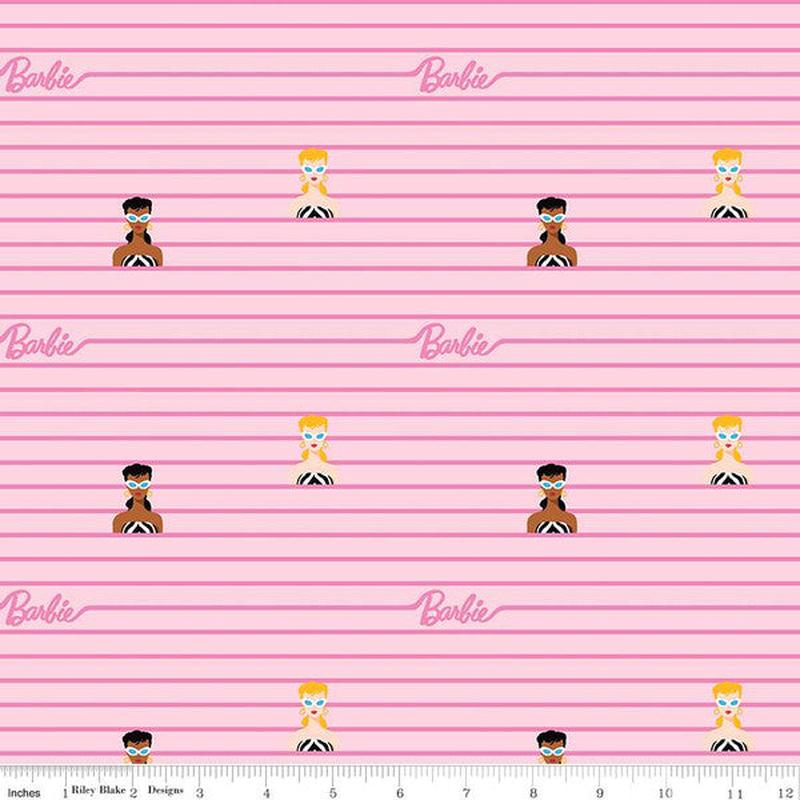 Barbie World Mattel Barbie Stripe Pink Riley Blake Cotton Fabric 1