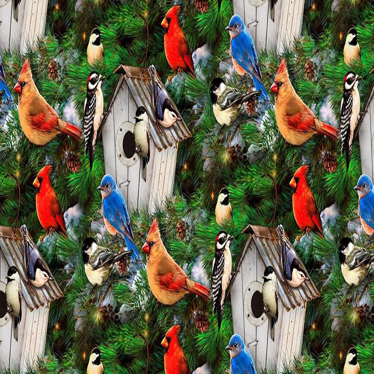 Bird Houses 038 Pines Allover Prints David Textiles Cotton Fabric DT-GG-0034-9C-1 Multi