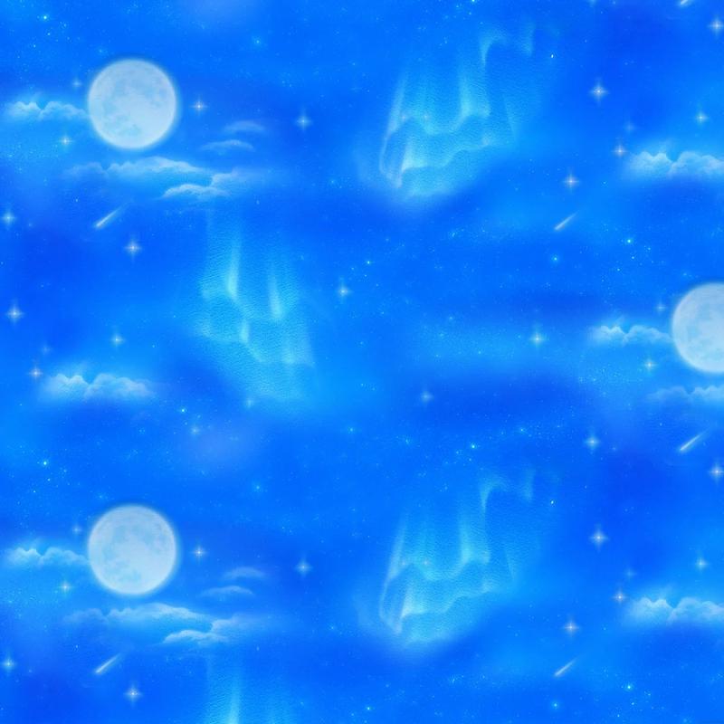 Under the Moon Sky Royal Blue Kentaro Nishino Elizabeth's Studio Cotton Fabric ES-51002-ROYAL