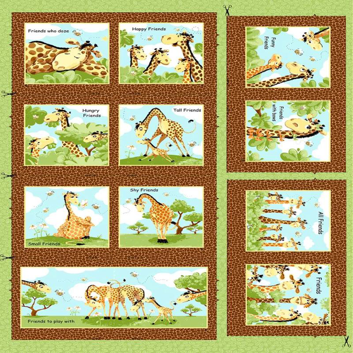 Zoe the Giraffe Zoe II Storybook Panel 368243 Brown Susybee Clothworks Cotton Fabric CLT-SB20356-280