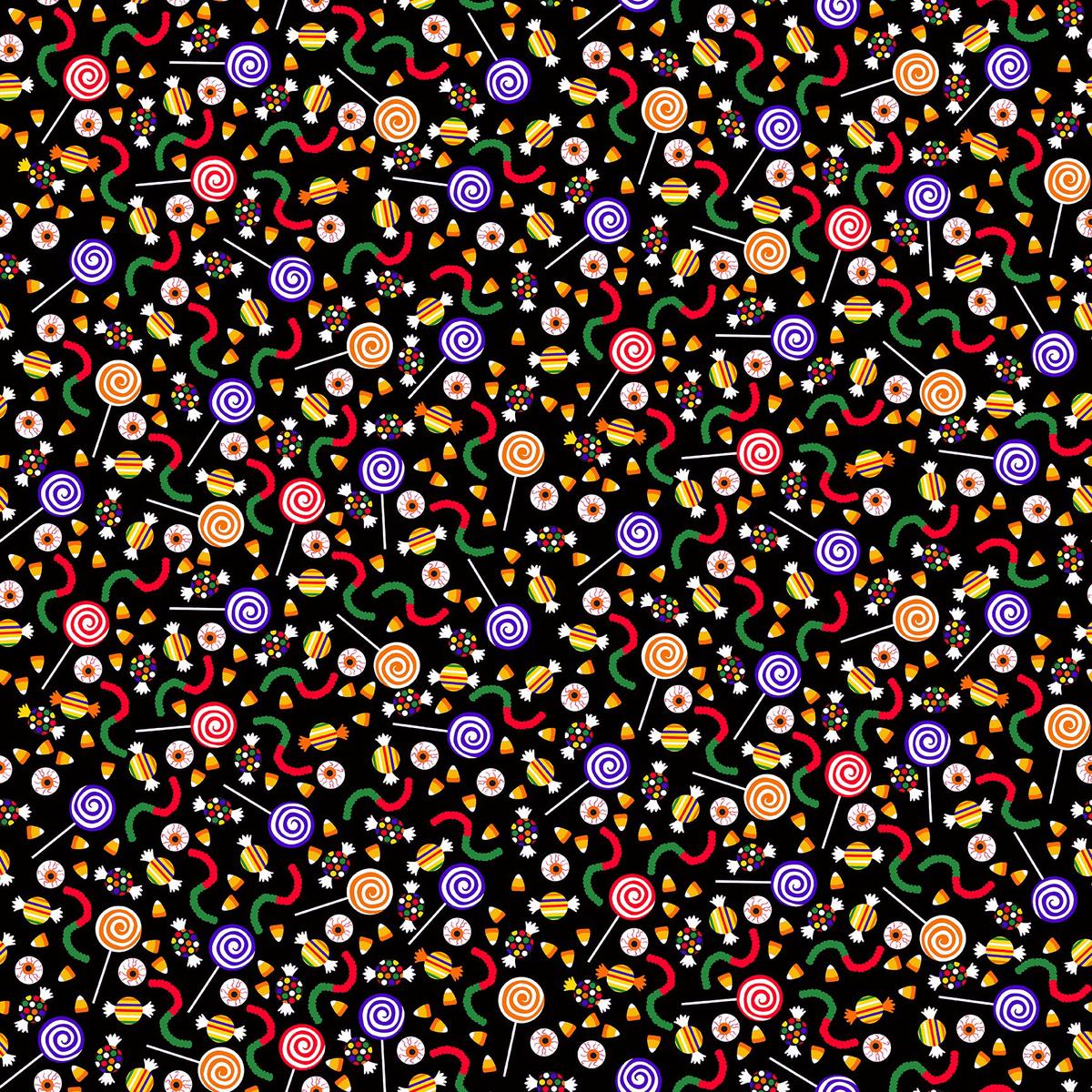 Spooky Friends Tossed Candy Multi Sharla Fults Studio E Cotton Fabric SE-7058G-93