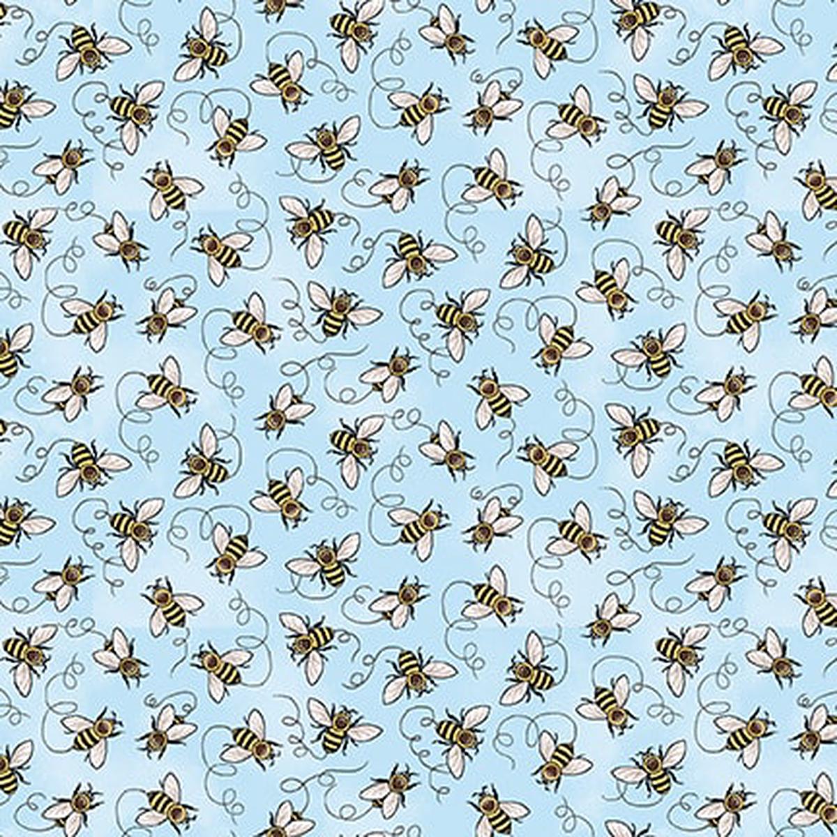 Bee All You Can Bee Mini Bees Light Blue Art Loft Studio E Cotton Fabric