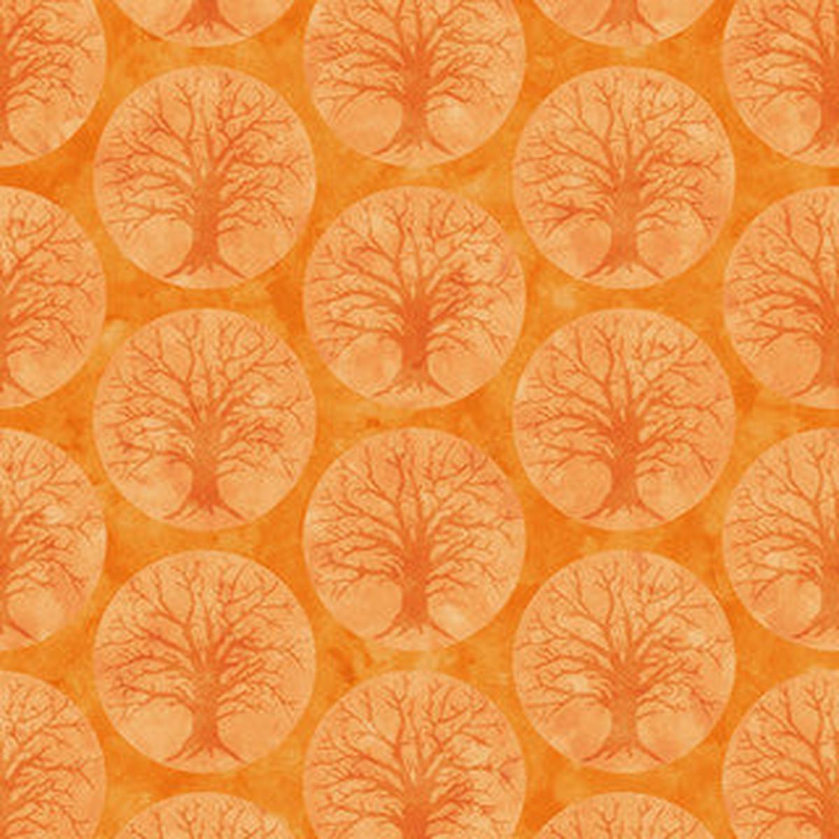 Spooky Hallow Crooked Tree Orange Maywood Studio Cotton Fabrics 1