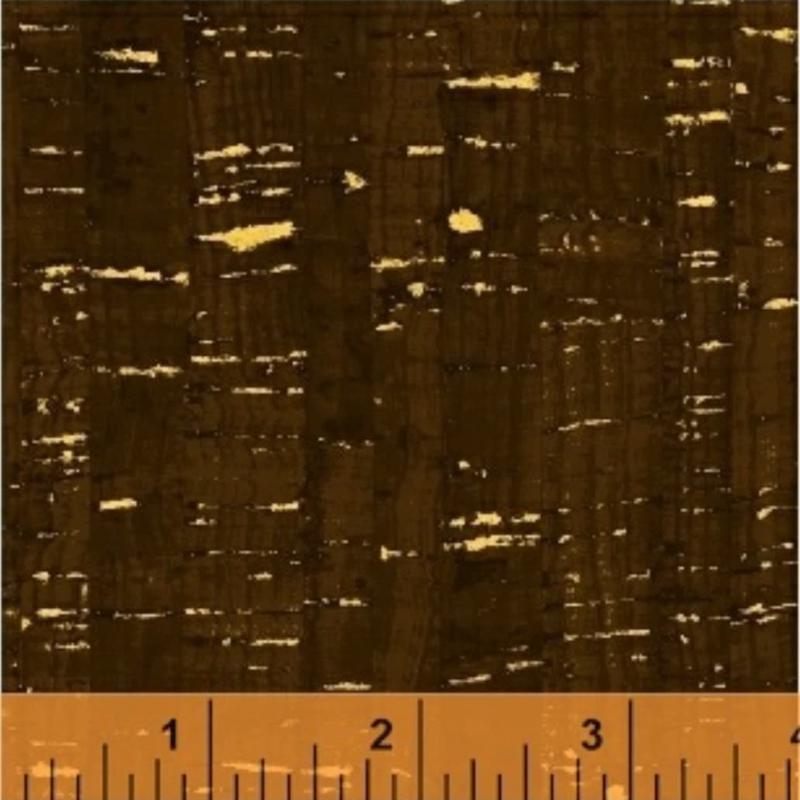 Uncorked Espresso Dark Brown Metallic Thread Windham Cotton Fabric WF-50107M-26 1/2