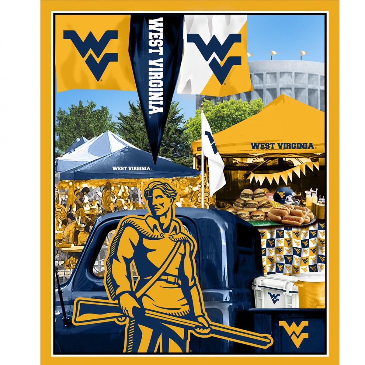 West Virginia Mountaineers NCAA College Tailgate Panel Sykel Cotton Fabric WV-1157 1