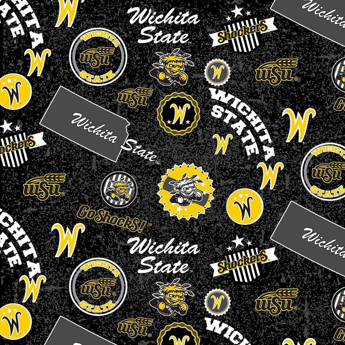 Wichita State Shockers NCAA College Home State Sykel Cotton Fabric WSU-1208 1/2