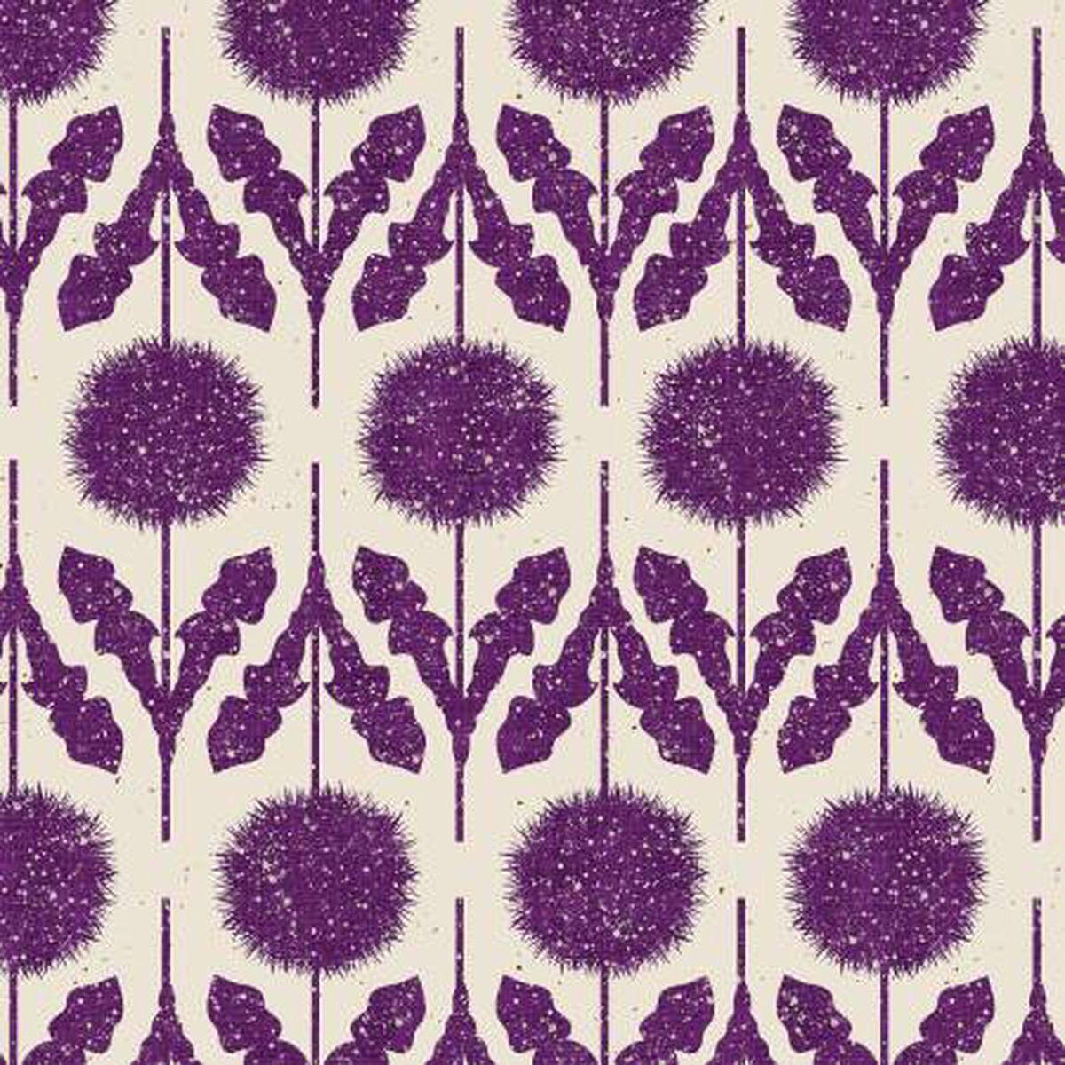 Wishflower Border Purple Rachel Rossi Benartex Cotton Fabric BE-16693-63 1
