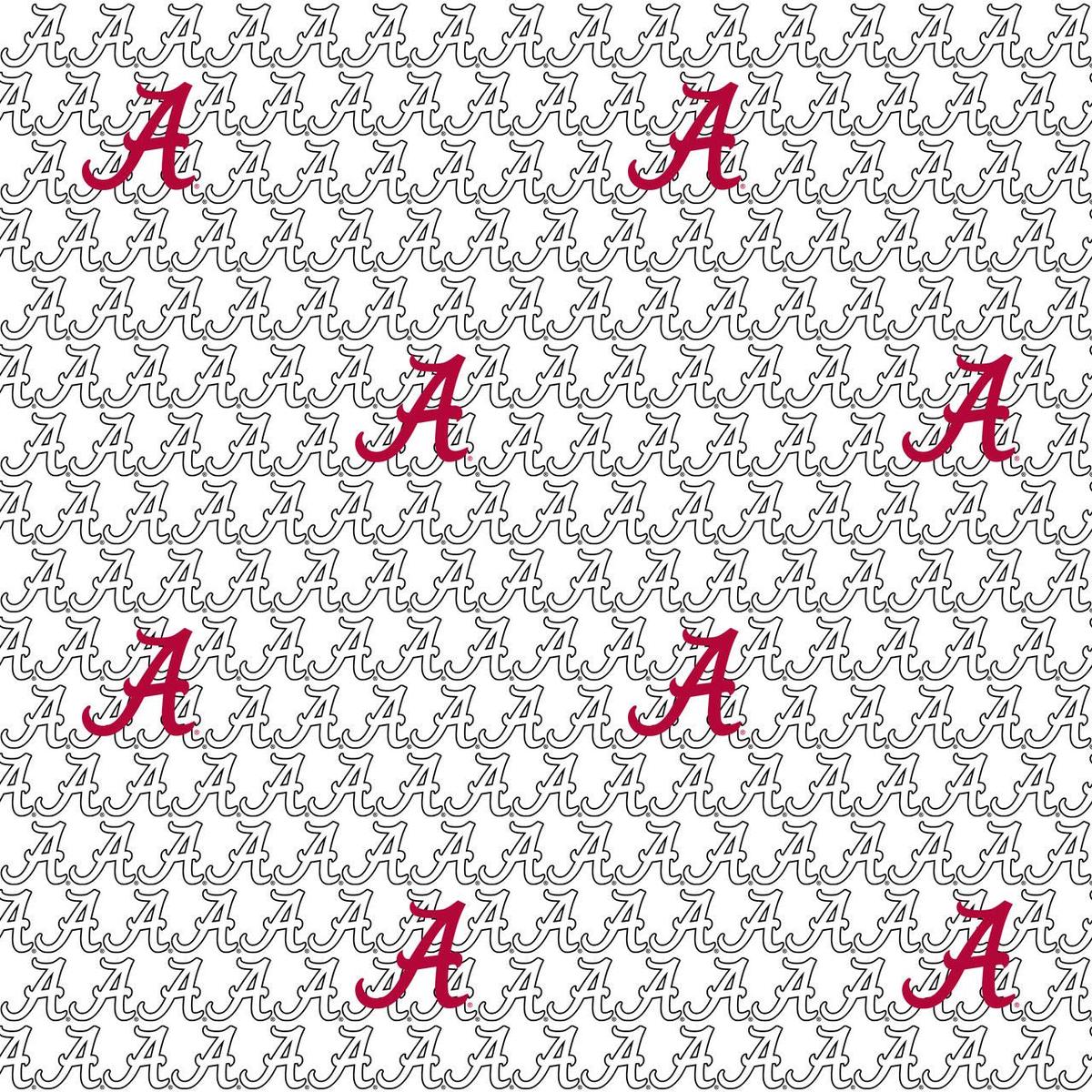 Alabama Crimson Tide NCAA College White Block Letter Sykel Cotton Fabric AL-1328 1