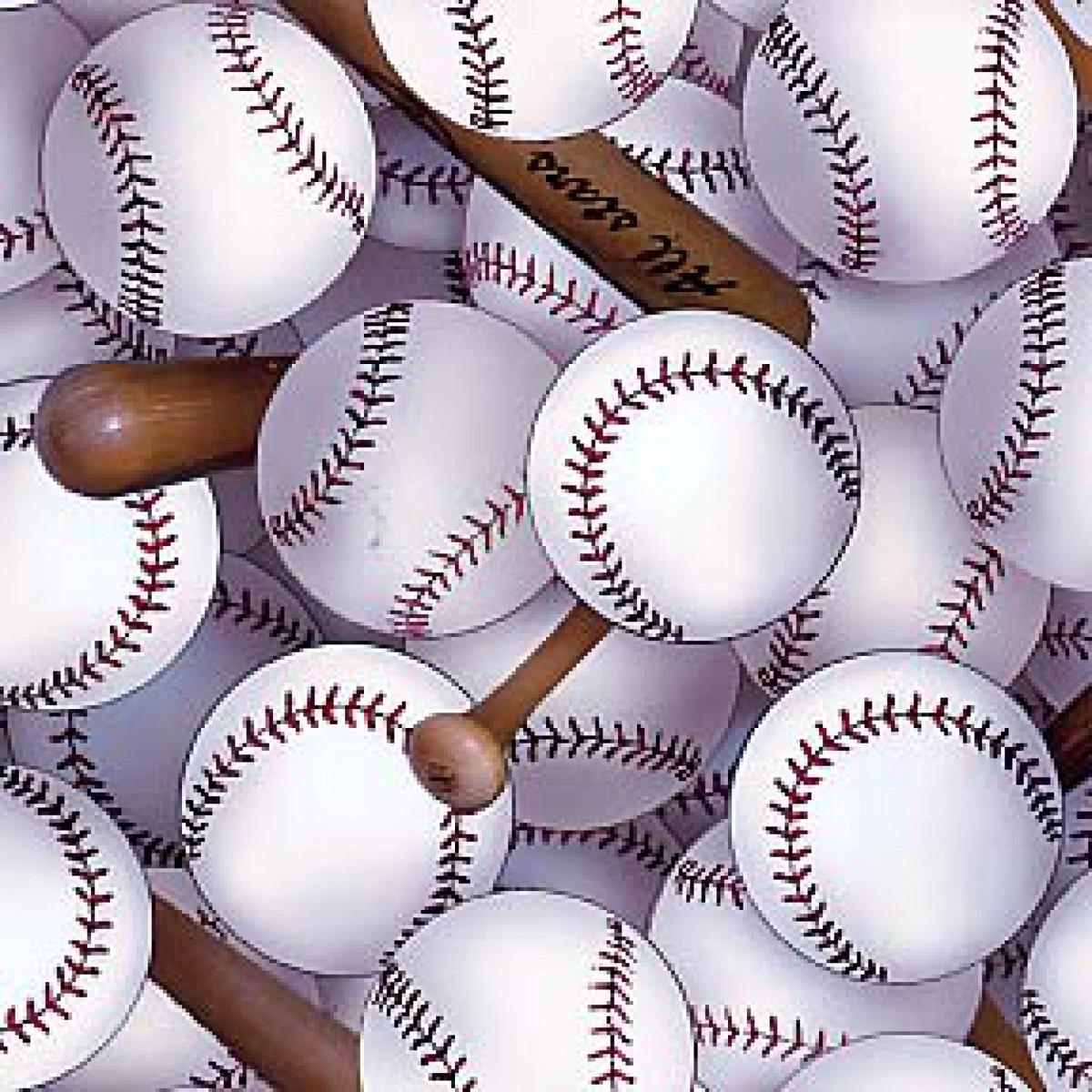 Sports Packed Baseballs White Elizabeth's Studio Cotton Fabric 1/2