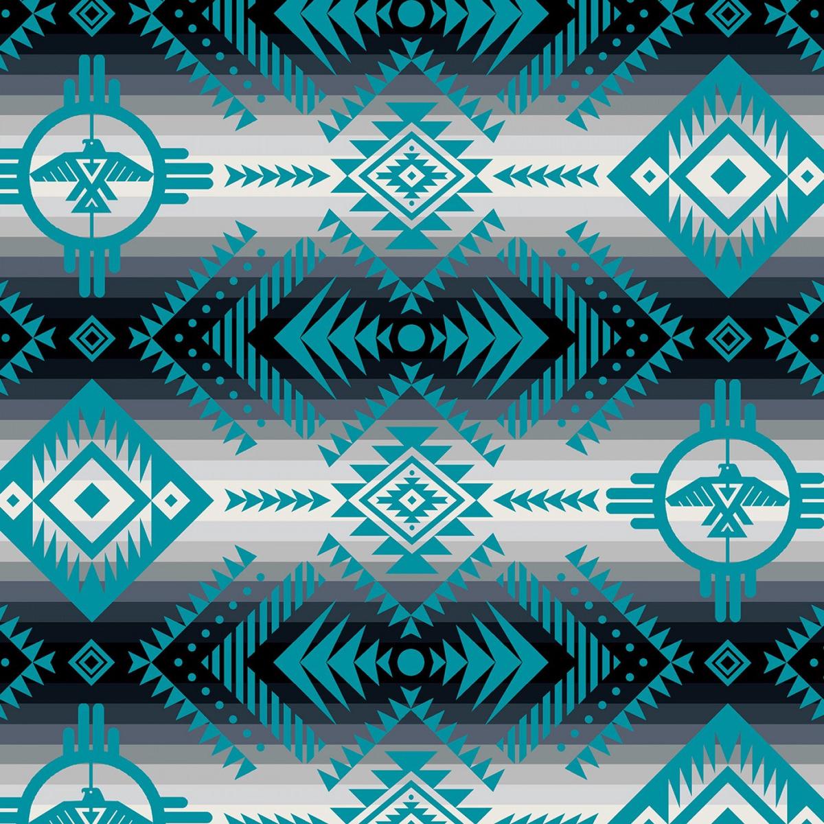 Tucson Thunderbird Teal Blue Elizabeth's Studio Cotton Fabric ES-647-TEAL