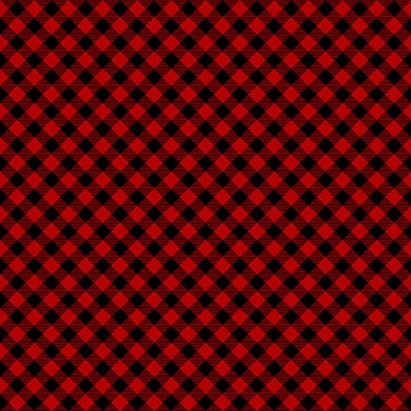 Timber Gnomes Tree Farm Buffalo Check Red and Black Shelly Comiskey Henry Glass Cotton Fabric