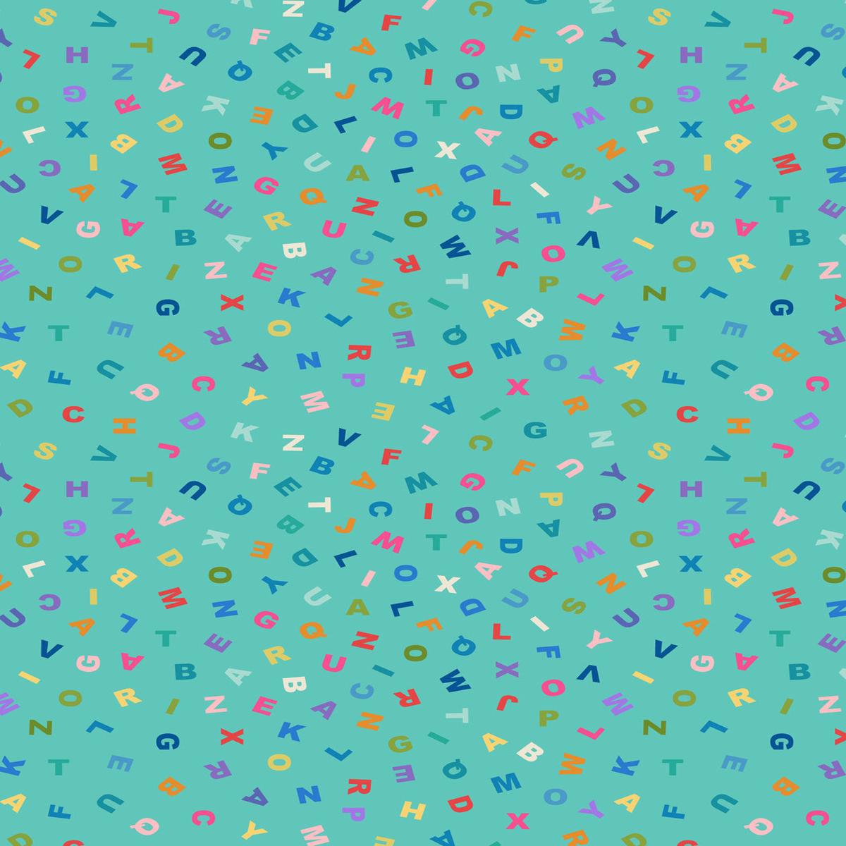 Animal Alphabet Letters Turquoise Lewis & Irene Cotton Fabric LI-A972B