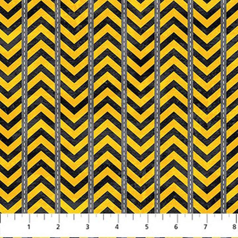 Build your Own World Constructions Stripe Yellow Gray Northcott Cotton Fabric 1