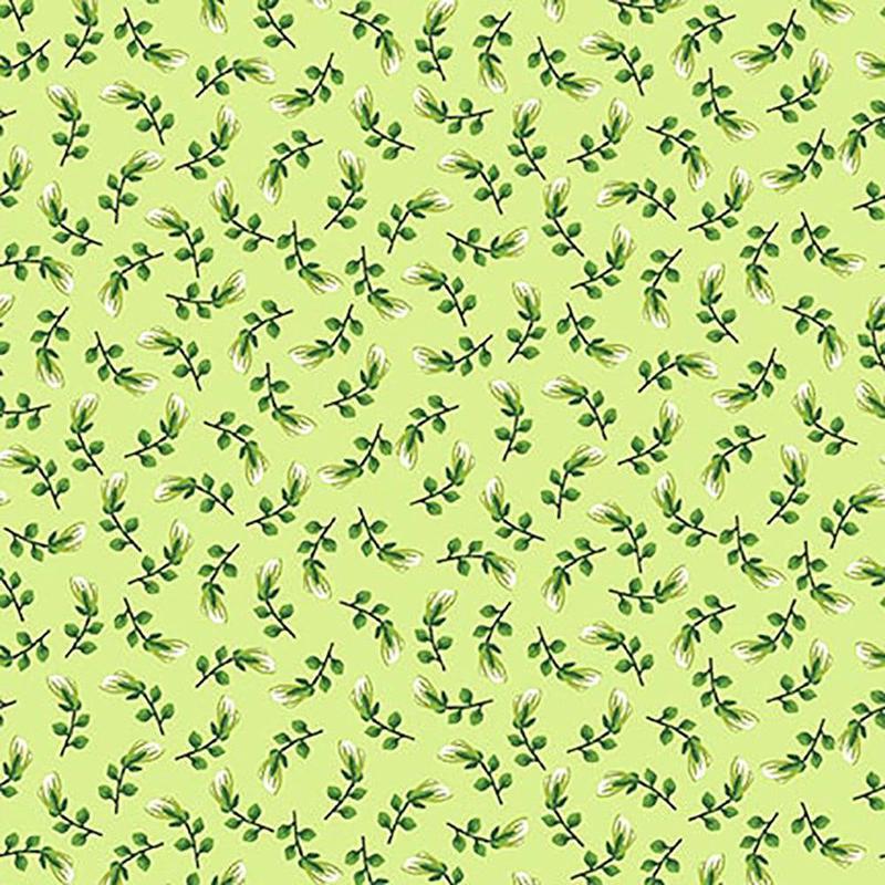 Splendid Path Tossed Ditsy Leaf Lime Green Karen Montgomery Studio E Cotton Fabric 1