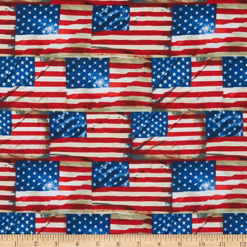 We the People Flags Packed USA Timeless Treasures Cotton Fabric TT-C8360 Multi
